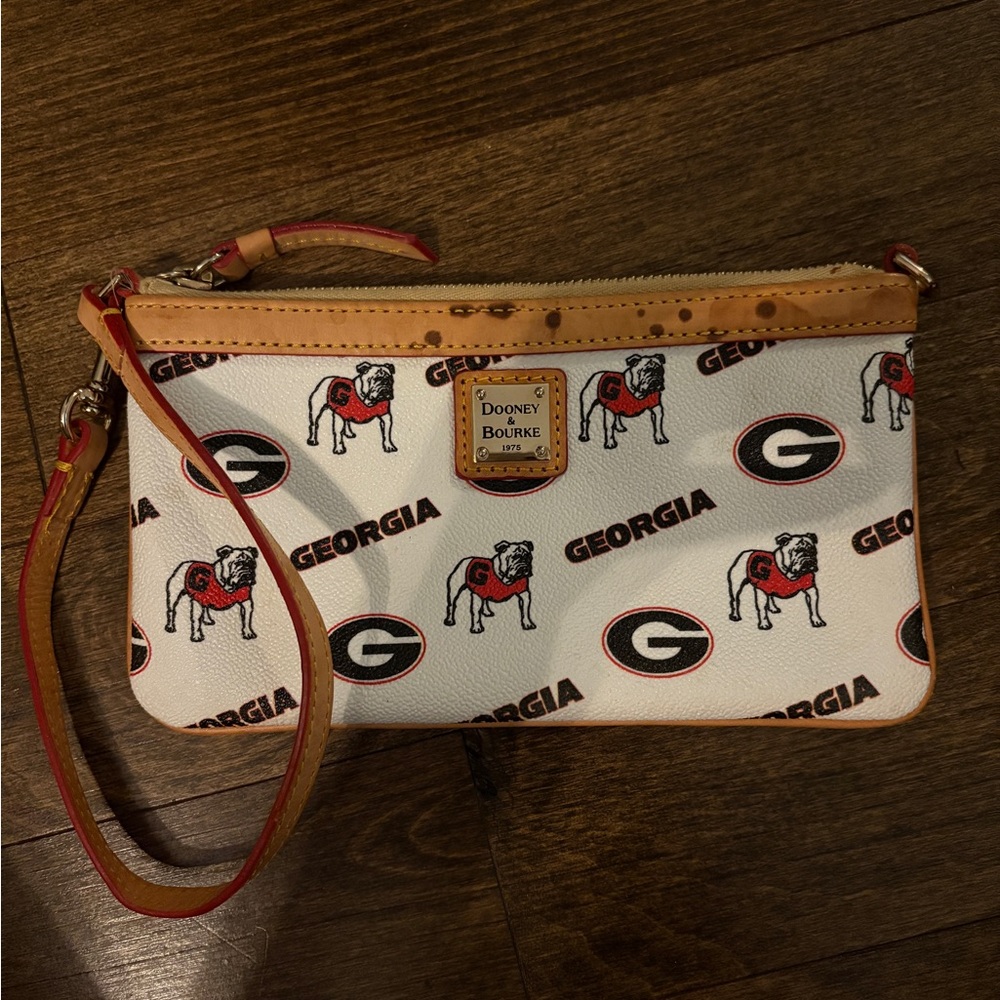 Dooney & Bourke White and Tan Clutch with Georgia Bulldogs Design
